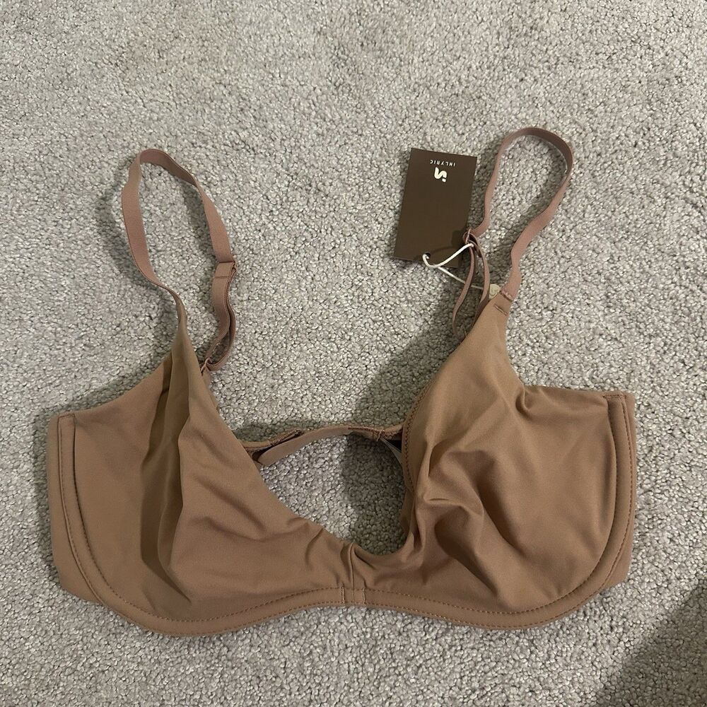 NEW INLYRIC inbarely Scoop Bra gravel Beige 32DD US NWT